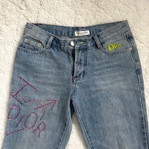SOLD Dior Hearts Women's Light Blue Embroidered Jeans